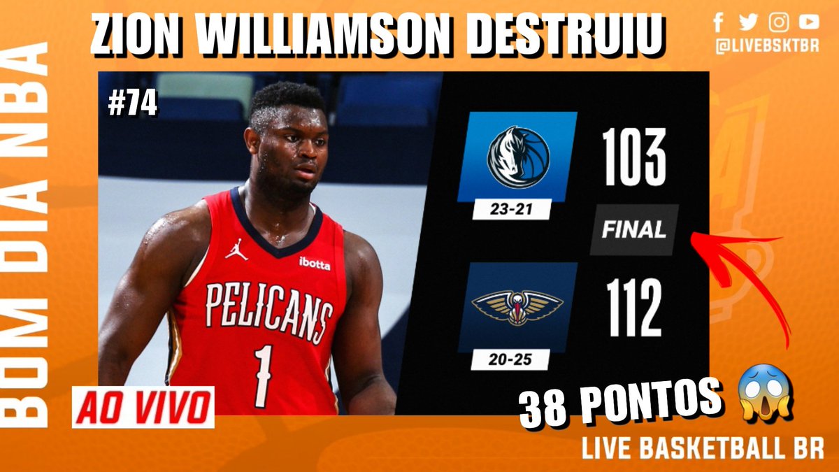 livebsktbr's tweet photo. BOM DIA NBA NO AR!!!

Domingo também tem! É TODO DIA! Falando dos jogos da noite de ontem na #NBA 

Clica e vem com a gente 👉 https://t.co/d6mxVeTHqw

Menino Zion Williamson brilhou demais! https://t.co/uVa2ackGlf