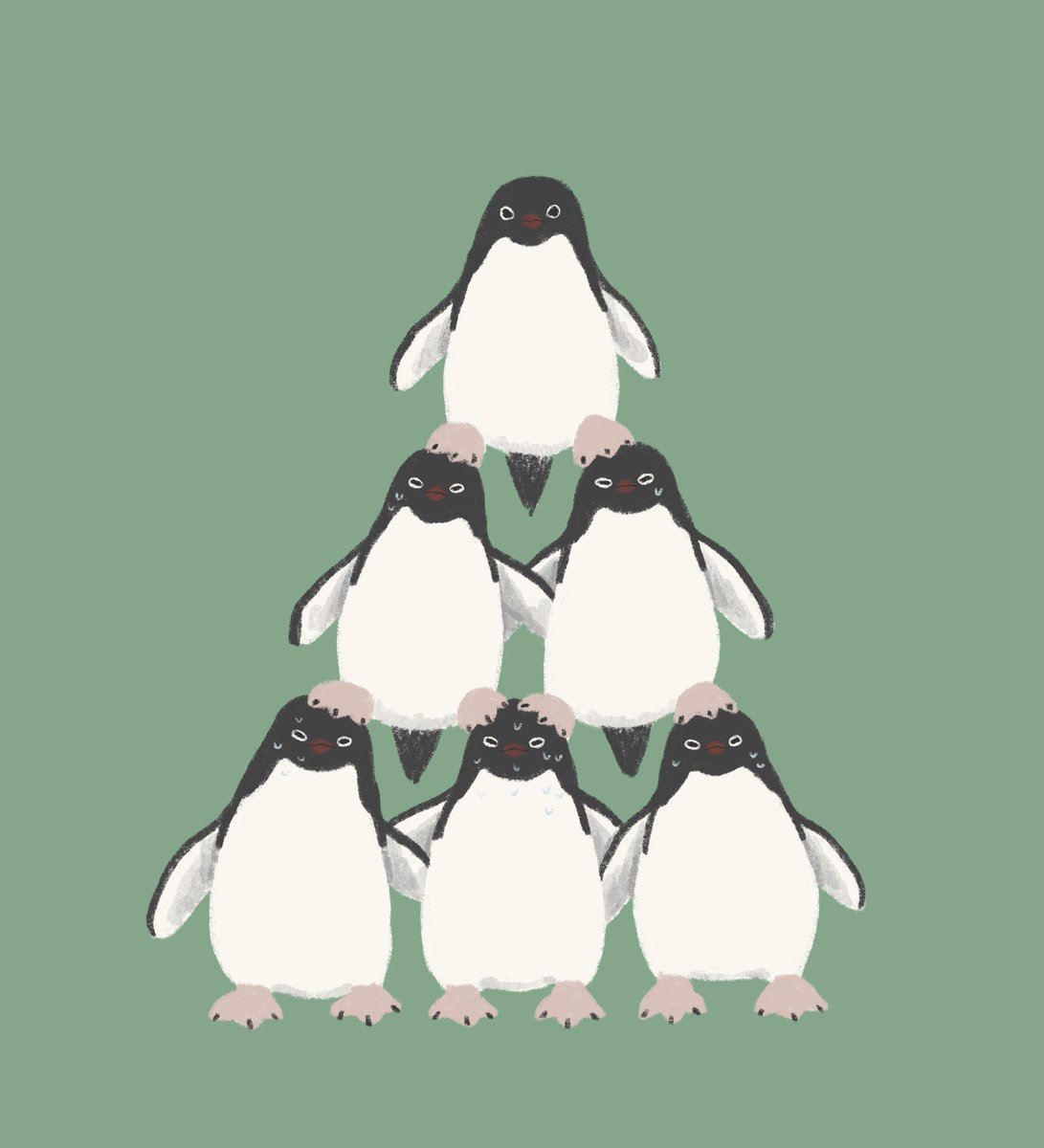 「アデリーペンギン・ピラミッド🐧
#アデリーペンギン 」|きゅう🐧多忙につき低浮上のイラスト