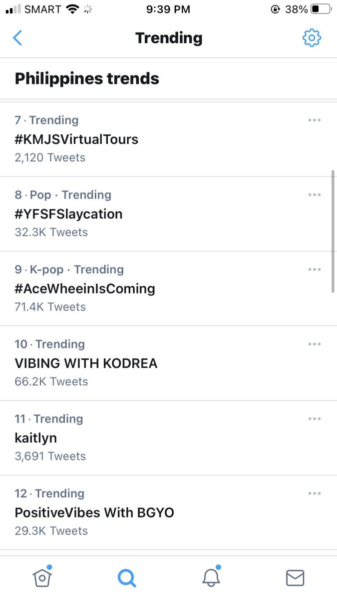 GMA_PA's tweet photo. AS OF 9:39 PM, #KMJSVirtualTours is trending at the seventh spot nationwide! Salamat po! ๐ฅฐ https://t.co/fNwAZDvNjr
