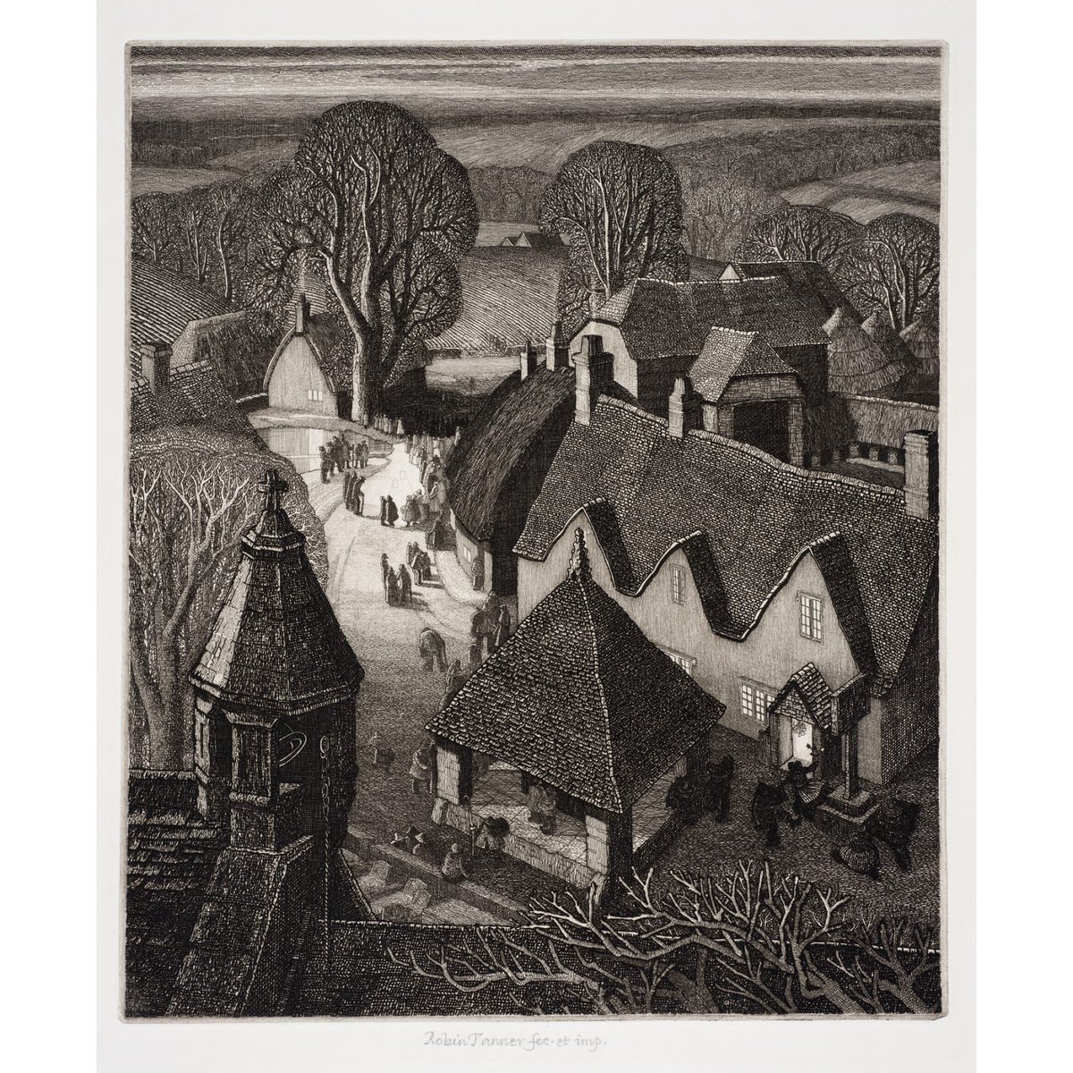 McalisterAndrew's tweet photo. The Wiltshire etcher, Robin Tanner (1904-1988), used many of the buildings of Castle Combe as the inspiration for a number of his etchings. Here we have “Christmas” 1929, and “Wiltshire Rickyard” 1939. https://t.co/832QYRLeV0
