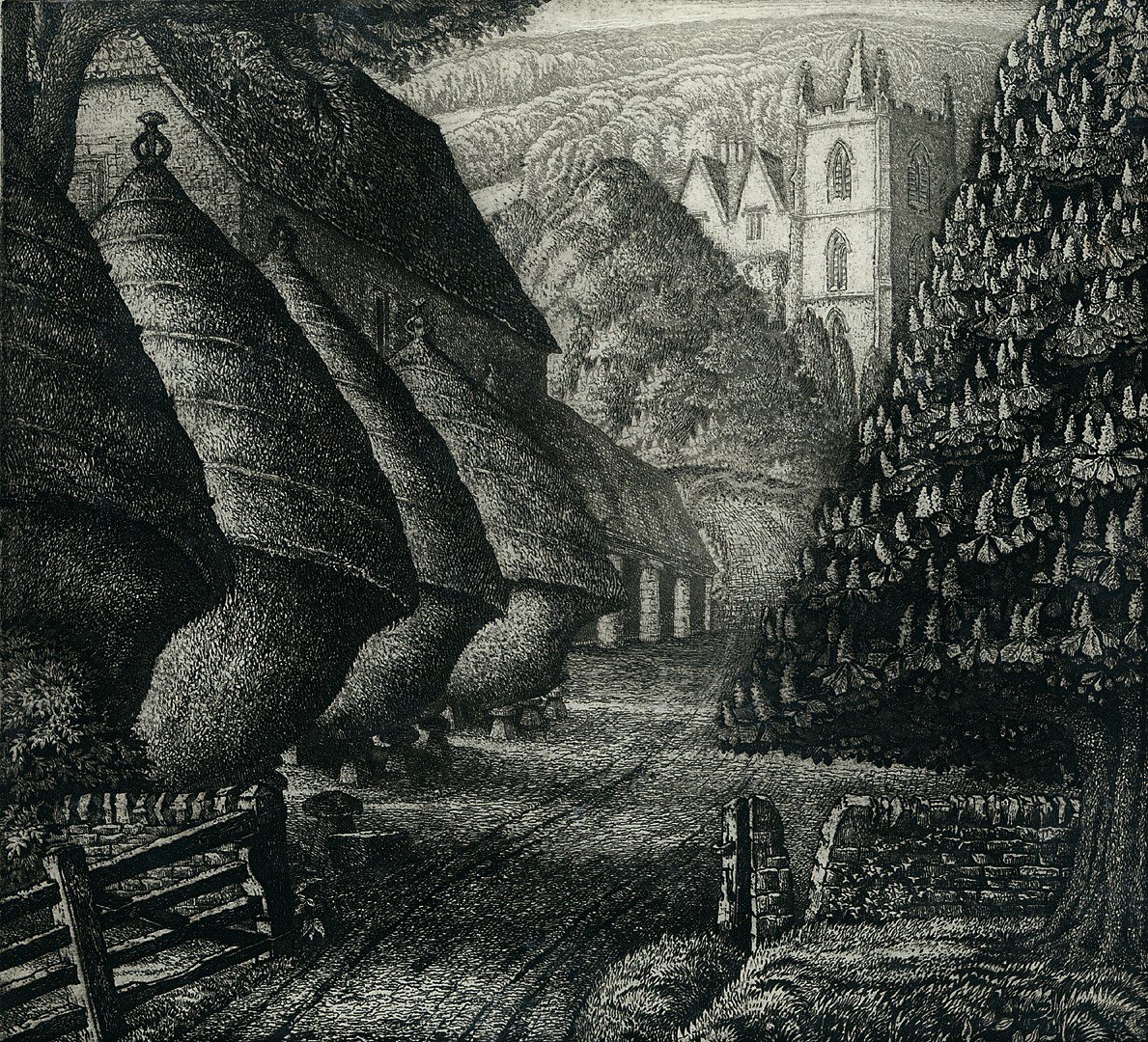 McalisterAndrew's tweet photo. The Wiltshire etcher, Robin Tanner (1904-1988), used many of the buildings of Castle Combe as the inspiration for a number of his etchings. Here we have “Christmas” 1929, and “Wiltshire Rickyard” 1939. https://t.co/832QYRLeV0