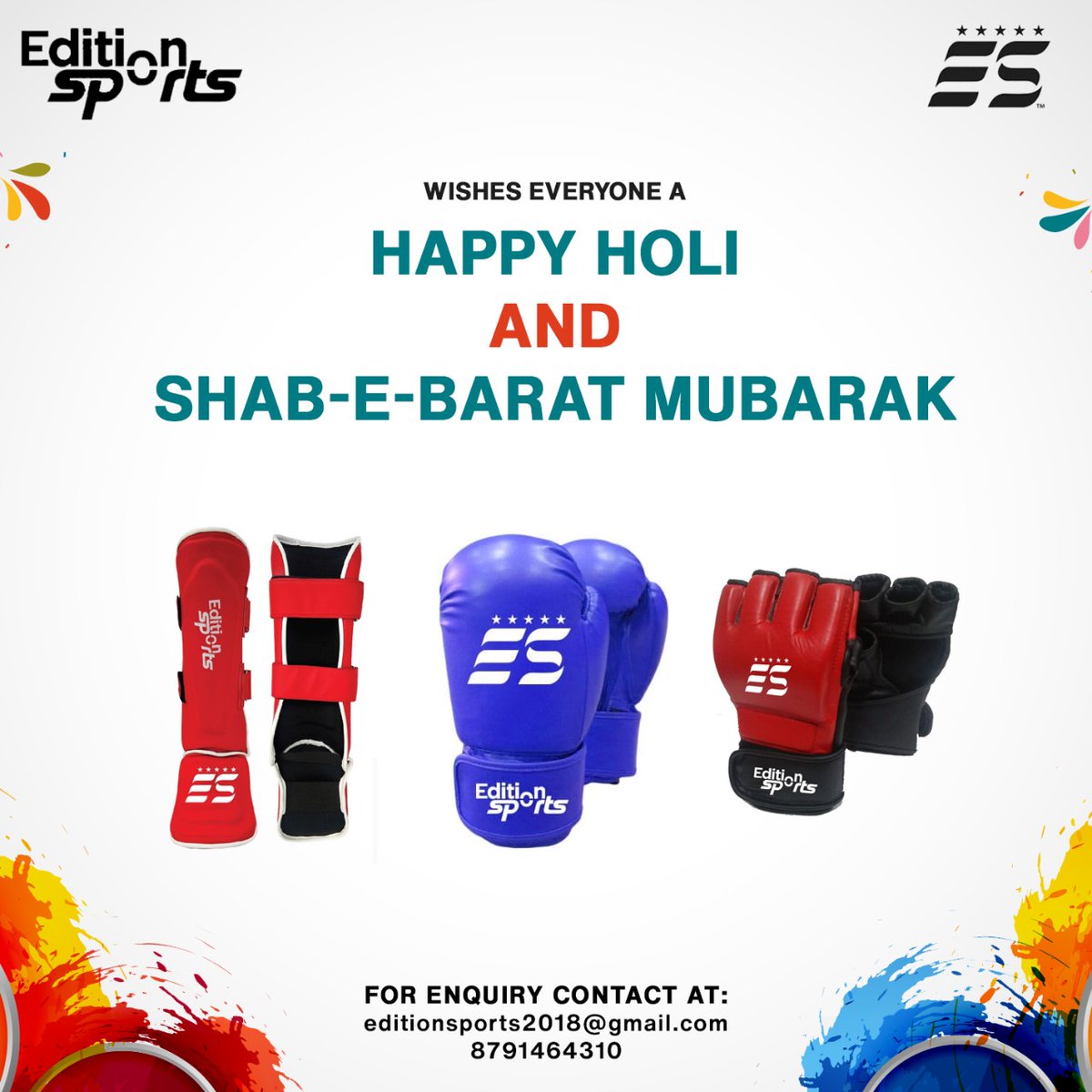 EditionSports2's tweet photo. May GOD forgive us and shower his countless blessings on you and your family in every happyness color.
#holi #happyholi #colorful #shabebarat #prayernight #forgivenight #indianfestival #EditionSports #boxingequipments #makeinindia #gymequipments #uttarpradesh #sportscity #love https://t.co/i2yMYcHzQc