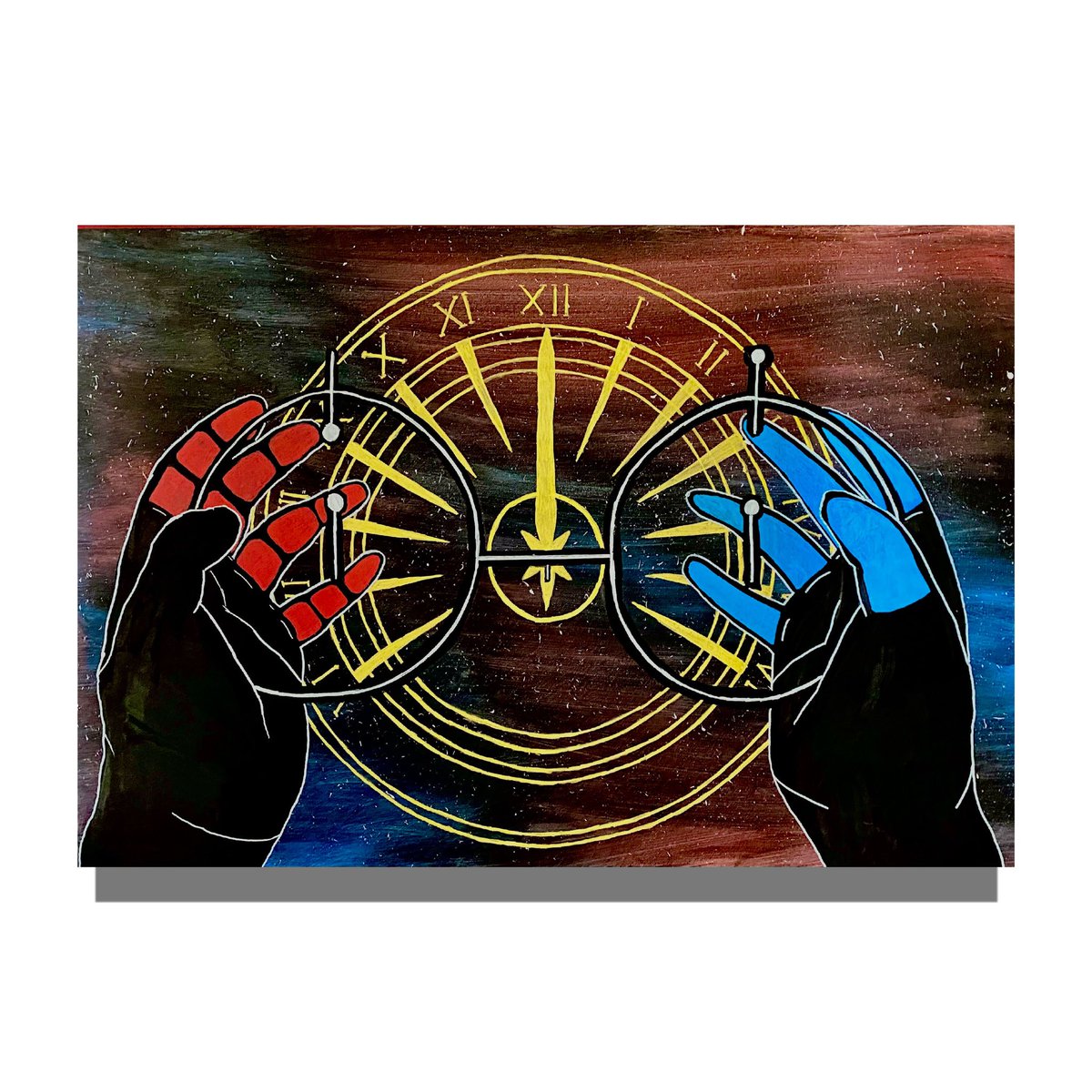 macpherson_art's tweet photo. The Cosmic Hold of Time. 
Acrylic paints and paint pens on canvas. 
90x60cm
-
#time #pioneer #pioneerplaque #space #sundial #artistsoninstagram #artwork #artwork #acrylicpainting #canvaspainting #poscapens #poscaart #acrylicpainting #painting https://t.co/1H9G7LyFcK