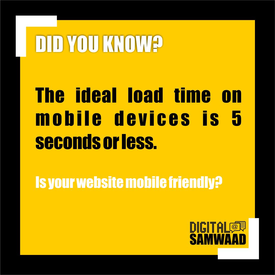 DigitalSamwaad's tweet photo. Did you know?
The ideal load time on mobile devices is 5 seconds or less.
#organictraffic #google #googletraffic #searchenginetraffic #digitalmarketing #onlinemarketing #keywords #mobiletraffic #mobilefriendly #mobileseo #seo #organic https://t.co/TO5vVPpJyK