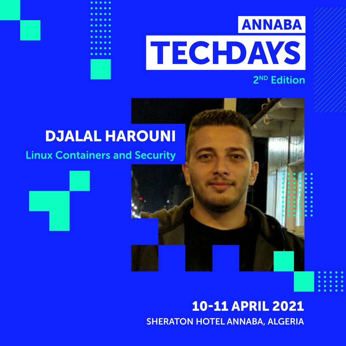 AnnabaTech's tweet image. Djalal worked with several German and US companies from Open Source telephony LTE/5G drivers support, Linux containers, to embedded linux with hardware and IoT support. 
Workshop: Linux Containers and Security

Grab your ticket from here: 
annabatechday.eventbrite.com