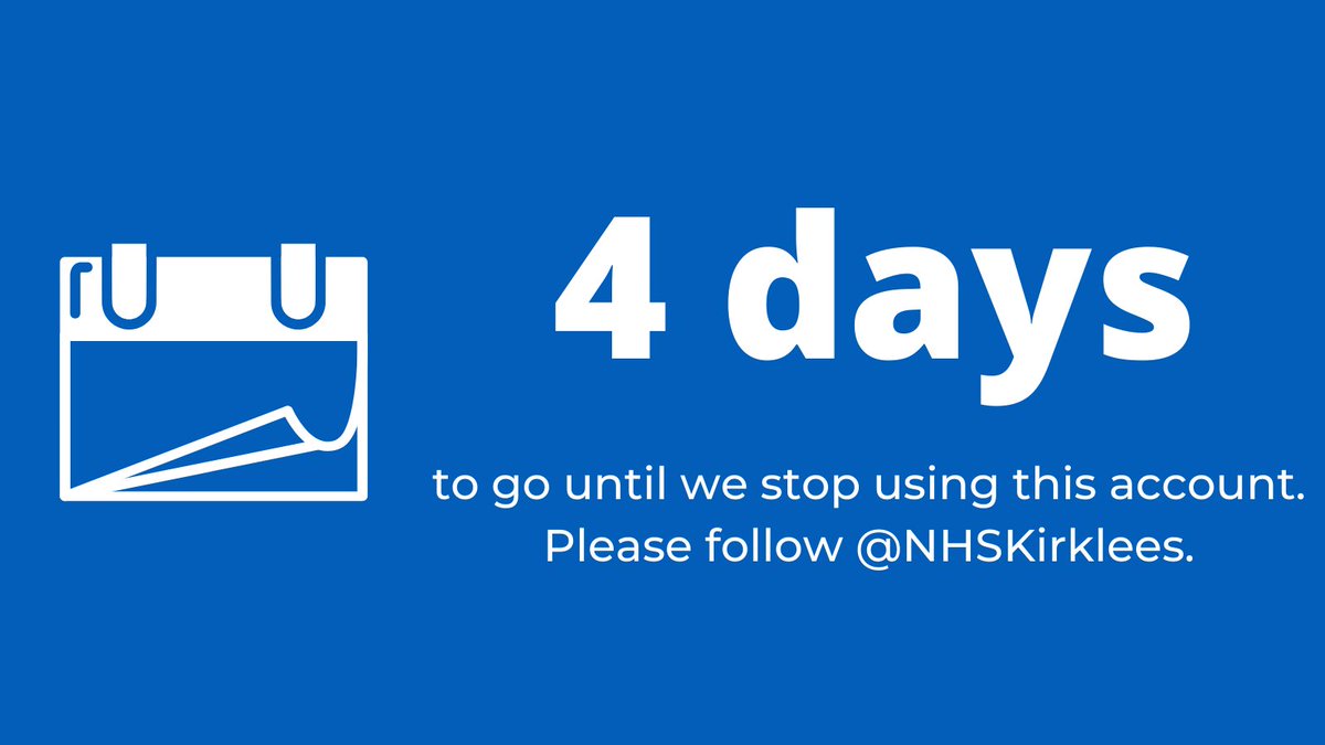 In four days we'll merge with Greater Huddersfield CCG and become one CCG for Kirklees. From 1 April, we will no longer use this account. Please follow @NHSKirklees for regular updates.