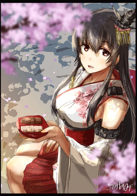 扶桑さんとお花見をして志んこ食べた。 
#艦これ版深夜の真剣お絵描き60分一本勝負 
#艦これ版真剣お絵描き60分一本勝負_20210328 
#扶桑進水日 