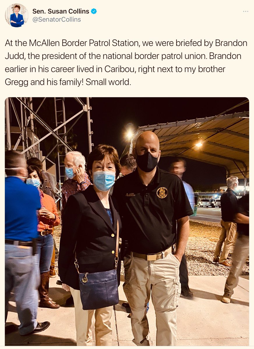 BruceBourgoine's tweet photo. I hope the #MEpress, instead of merely accepting another PR photo op stunt of @SenatorCollins, takes the time (to commit journalism) to look into just how hard Trump right political Brandon Judd’s @BPUnion truly is. Small world indeed!
#resist #VoteBlue #Immigration #mepolitics https://t.co/LHtbObPgbB