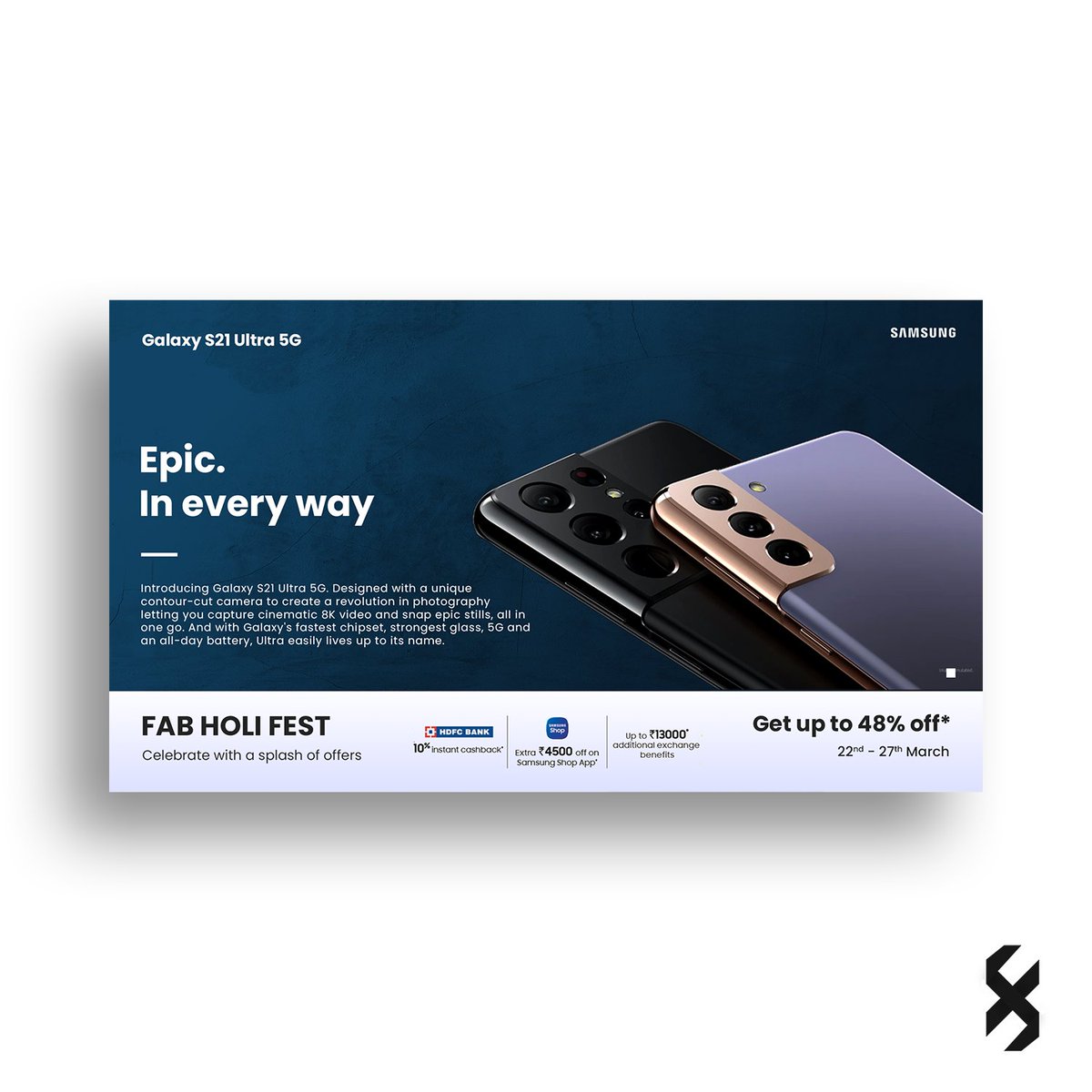 worthaddotin's tweet photo. Sample design for @SamsungMobile
Display ad design for electronic brands!
#adobephotoshop #photoshop #illustrator #adobeillustrator
#advertising #advertisement #advirtisementposter #ad #adposter #marketing #social #DigitalMarketing #samsung #samsunggalaxys21ultra #GalaxyS21 #8i https://t.co/Wn4b1i9I9R
