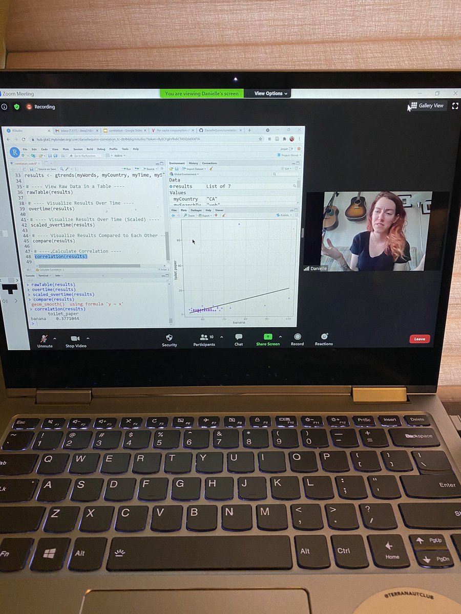 terranautclub's tweet photo. Learning all about correlations in today’s workshop with Danielle! Our participants learned the basics of coding in r and how data mining works! #codingisforgirls https://t.co/Ld8GjCYvHN