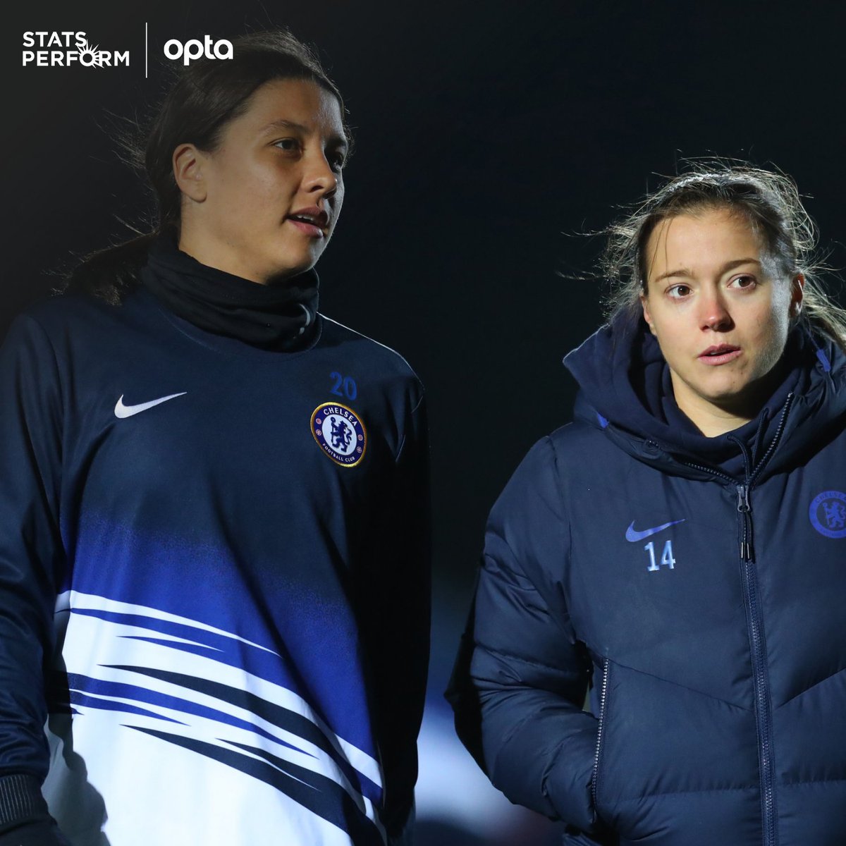OptaJoe's tweet photo. 20 &amp; 19 – @ChelseaFCW's opener – scored by @samkerr1 and assisted by @frankirby – means the Chelsea duo lead the way in the Women’s Super League this season for direct goal involvements, with the Australian on 19 (13G, 6A) and the Englishwoman on 20 (12G, 8A). Deadly. https://t.co/5HJKJgyQv9