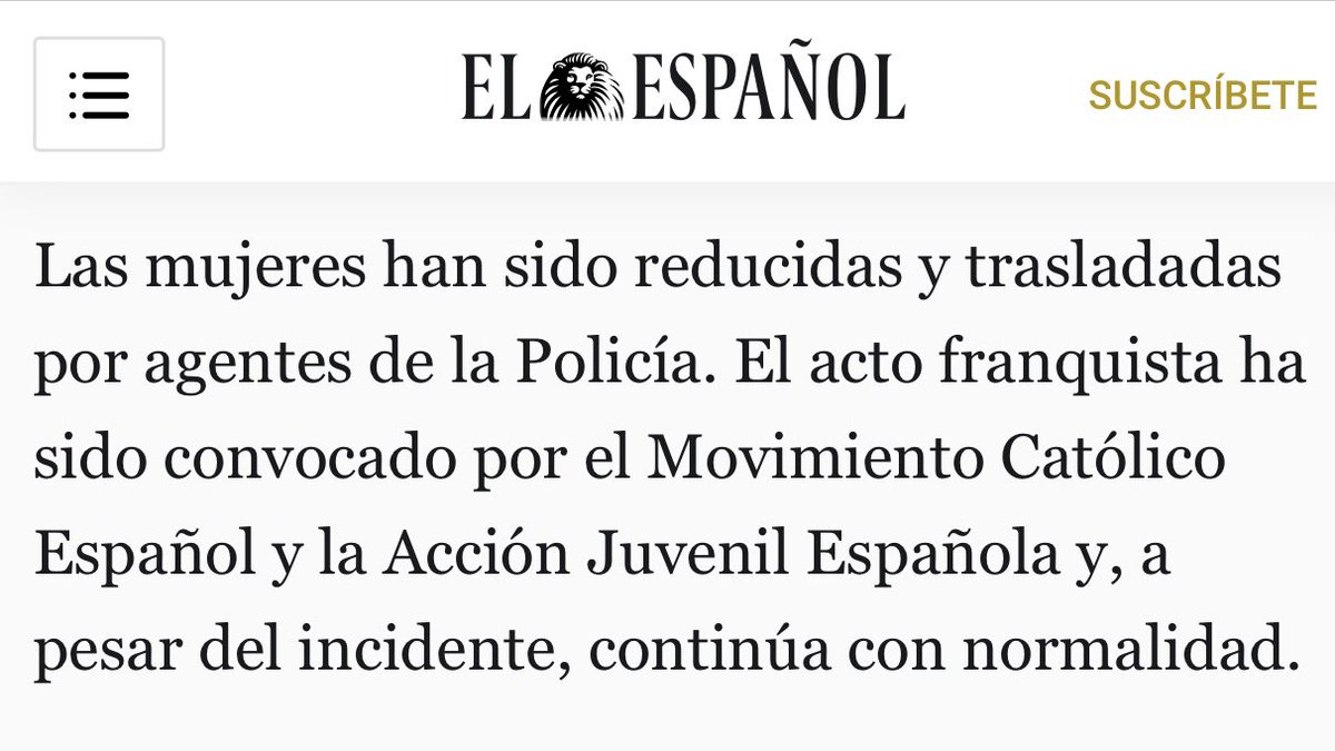 -Fascistas celebran la victoria de Franco. 
-Activistas de Femen protestan por un acto que debería ser ILEGAL. 
-Los franquistas las insultan llamándolas zorras entre otras lindezas. 
-La policía las detiene a ellas. 

Normalidad democrática. 😏