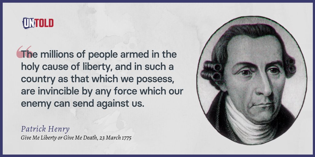 UntoldEdu's tweet photo. His words 'Give Me Liberty or Give Me Death' would become the war cry of the revolution. Watch Patrick Henry's iconic speech at https://t.co/9C2ZnqXEyZ
#patrickhenry #speech https://t.co/t5eu7tXNuq