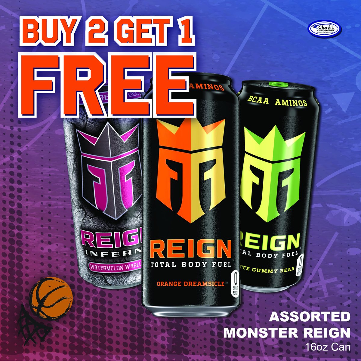 clarkspnsbti's tweet photo. Assorted Monster Reign 16oz cans
Buy 2️⃣ Get 1️⃣ FREE! https://t.co/nlRjRxSY87