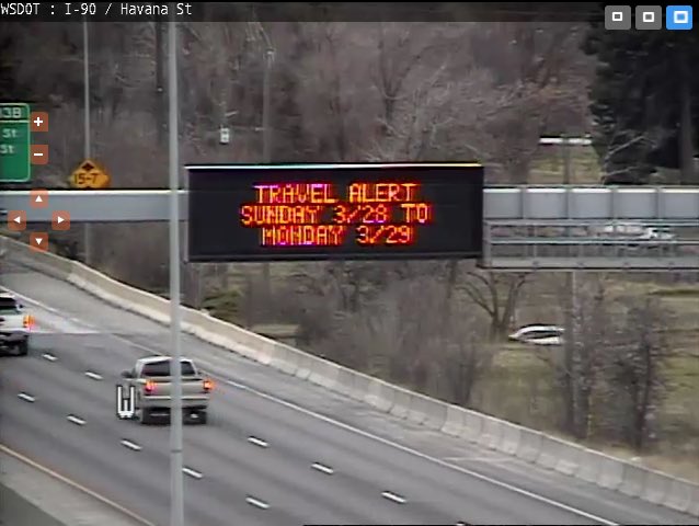WSDOT_East's tweet photo. Due to potential high winds and blowing dust this afternoon, we have activated our VMS signs to warn drivers of today’s impacts. If you can alter travel plans this afternoon we would suggest that. Especially in the Columbia Basin, where visibility could be near zero due to dust. https://t.co/lpojKIOMrx