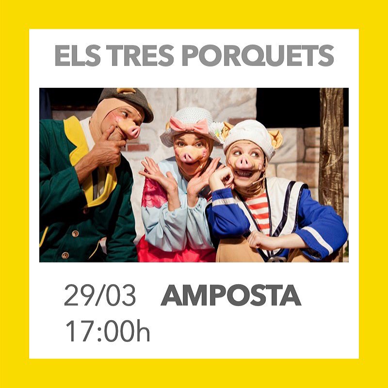 DreamsTeatre's tweet photo. Demà....a AMPOSTA! 🎉
No hi ha millor manera de començar la setmana santa! Ens veiem a les 17:00h al Parc dels Xiribecs! 👏🏼🐷 #ambnens #sortidaenfamilia #teatremusical  #teatre #musical #infantil #familiar #familia #laculturaessegura #culturasegura #omplimelsteatres #amposta https://t.co/ntsmekxLIx