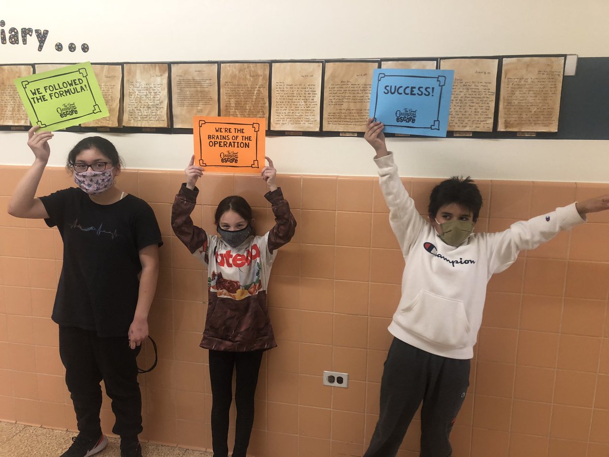 MacalusoMath's tweet photo. On Friday our 5th graders took part in a math escape room! Here are some of the escapees. #escaperoom #makemathfun #mrsmacmath @BarnumWoods https://t.co/AJmwTLEfTS