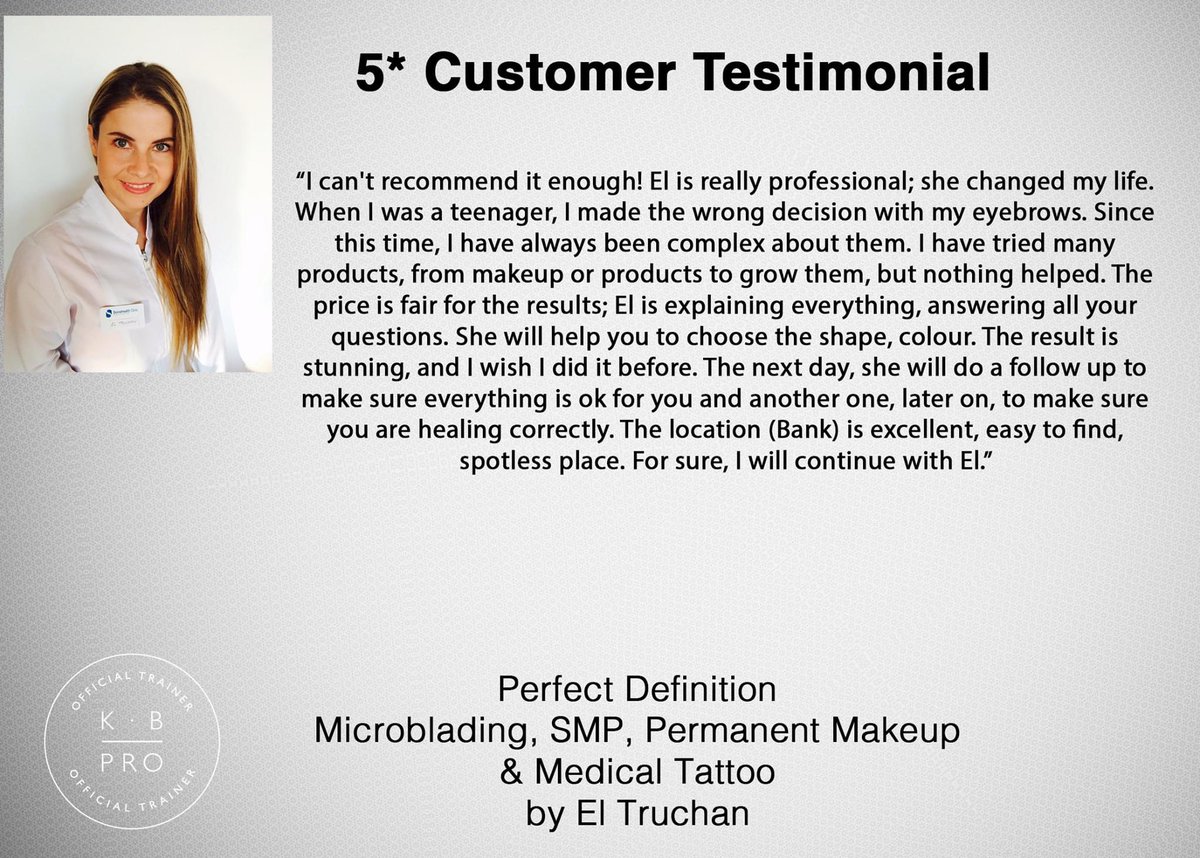 ElTruchan's tweet photo. An amazing review - thank you!
El x
https://t.co/2mGofKxxUb
#nanoblading #nano-blading #microfeathering #microshading #kbpro #completeyebrows #killerbeautypmu #perfectdefinition #wakeupwithmakeup #browenvy #London #bestinlondon https://t.co/nLCVmcwe8G