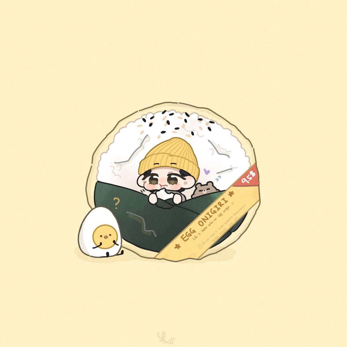 egg (food) hat 1boy fried egg food male focus black hair  illustration images