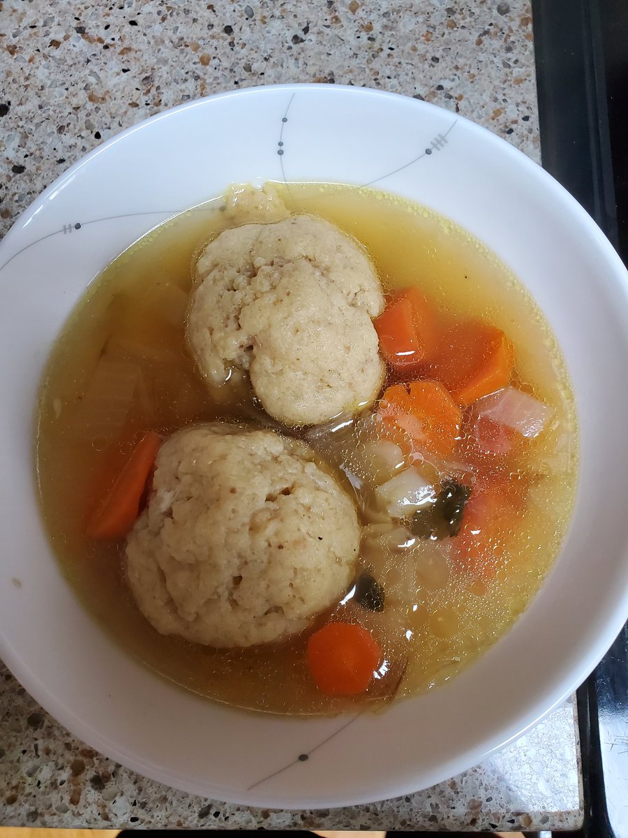 SethJMeyer's tweet photo. #Passover2021 first seder dinnee: homemade gefilte fish, homemade chicken soup w matzah balls, brisket from my mom, roasted carrots and potatos, homemade matzah, and almond cookies & sesame candies. I have missed doing dinners like this! #pacooks https://t.co/OfWguGjxOe