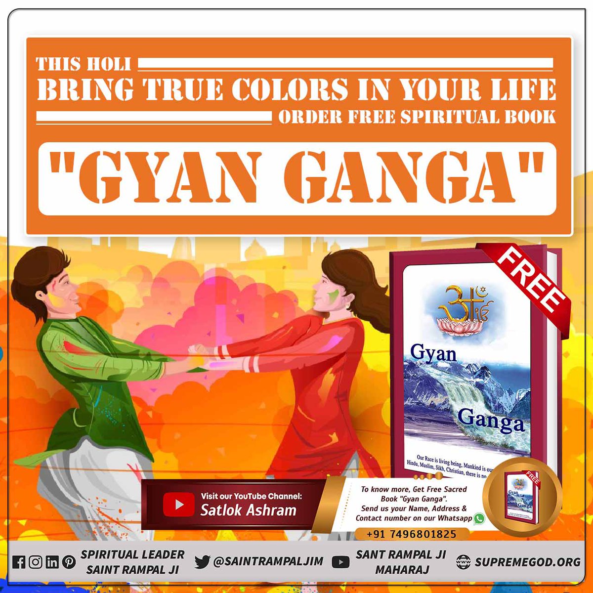 ROYALPAWAR2's tweet photo. #आओ_होली_ऐसेमनाएं
The real Holi is the day when we get refuge of a Tatvdarshi saint who tells us Tatvgyan. Presently, he is Tatvdarshi Saint Rampal Ji Maharaj. For more information, read the book "Gyan Ganga"

Sant Rampal Ji Maharaj https://t.co/WOEGZcHUr7
