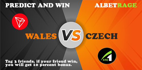albetragebet's tweet photo. Welcome to our sixth #Predictions series.
Win 100 #TRX &amp; 2000 #ATE if you predict the correct score of #Wales vs #Czech  game.
Tag 3 friends, retweet and register an account @ https://t.co/yCpQvcCWIy to enter, write your #prediction in the comment. #Albetrage #cryptocurrency https://t.co/kTNnkvW37N