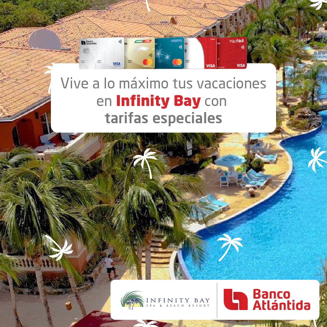 bancatlan's tweet photo. Los mejores recuerdos son aquellos que vivimos en las vacaciones junto a nuestras personas queridas. Construye los mejores momentos en #InfinityBay con tus #TarjetasAtlántida y aprovecha las tarifas especiales.

✔️Solicita tu Tarjeta de Crédito aquí: https://t.co/ikyul84DDj https://t.co/BmhyRwKdRw