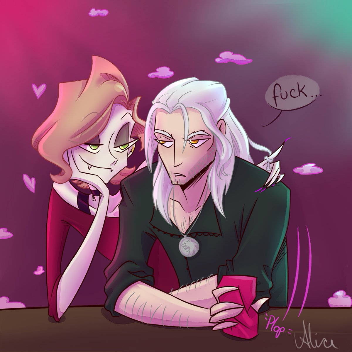 screaming_alice's tweet photo. Geralt met a vampire he cannot kill 👀💖
#TheWitcher #fanart #originalcharacter #ComicArt #digitalart #DigitalArtist https://t.co/6xtUGj58xC