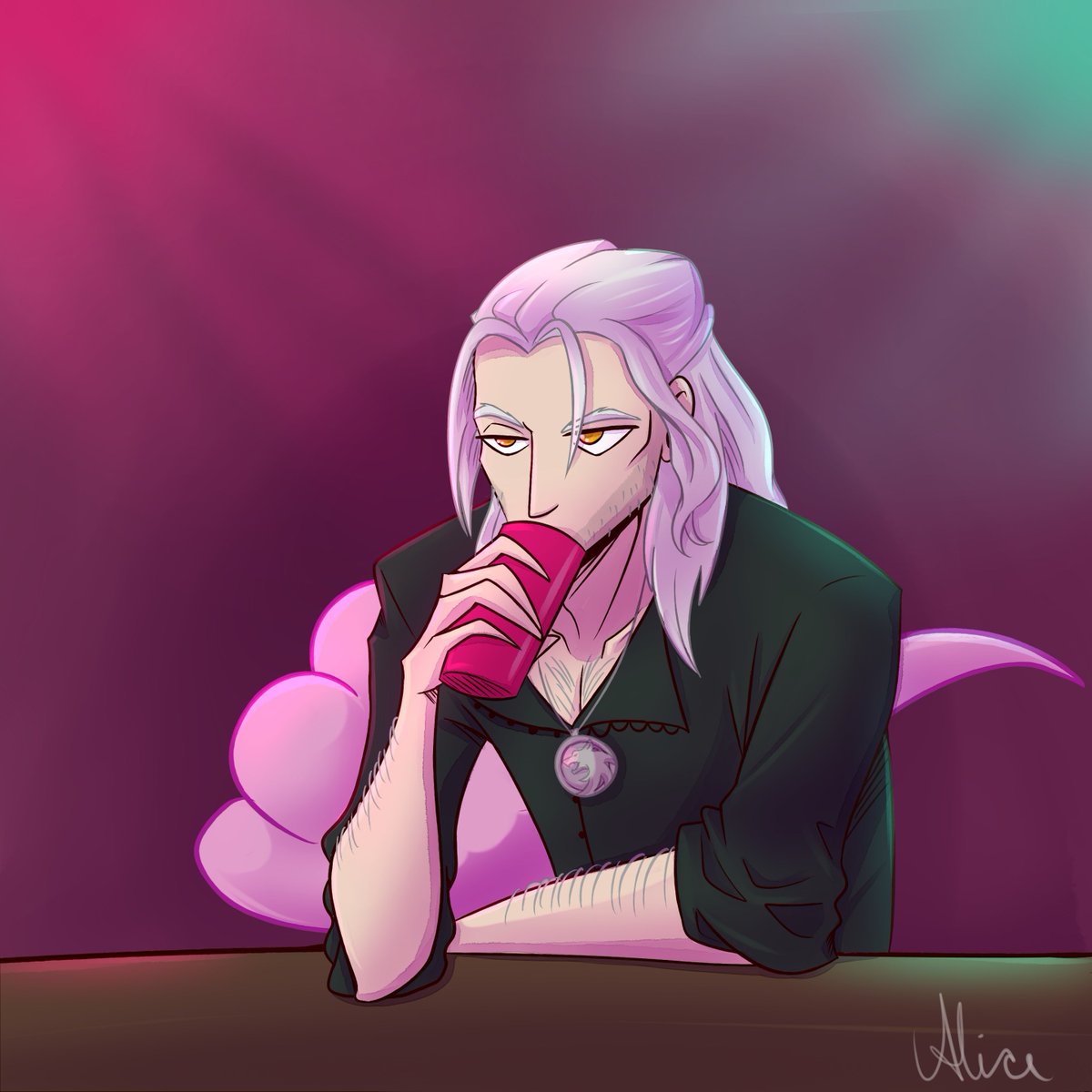 screaming_alice's tweet photo. Geralt met a vampire he cannot kill 👀💖
#TheWitcher #fanart #originalcharacter #ComicArt #digitalart #DigitalArtist https://t.co/6xtUGj58xC