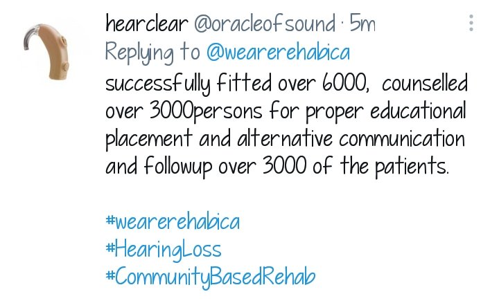 wearerehabica's tweet image. There&apos;s a huge need in the area of hearing loss and we want to encourage everyone who gets to see this tweet to reach out to @oracleofsound for partnerships in future events. 
This indeed is life changing work!