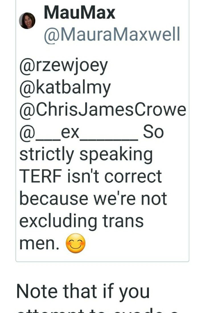 255. Twitter will suspend you for NOT excluding transmen...if you're a woman.