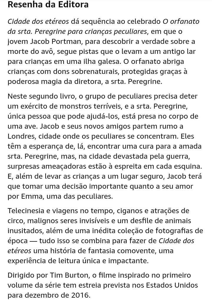 Bibi1324's tweet photo. Série: o lar das crianças peculiares
Livro 2: cidade dos etéreos
Recomendado por @shinerivaille 
Link: 
https://t.co/xwAmGpirsa
Sinopse... https://t.co/zjkAHP2ctF