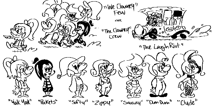 here are some Wacky Races related things from last night
a bunch of clowns as an Ant Hill Mob counterpart and more WR2017-esque redesigns 
