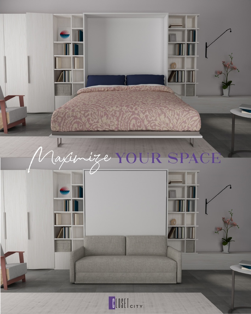 BestOrganizers's tweet photo. A wall bed can bring tons of function and save you loads of space in your home office! Turn your guest room into a multi-tasking space to double as your remote office. #murphybed https://t.co/4ra5mNZO9Q