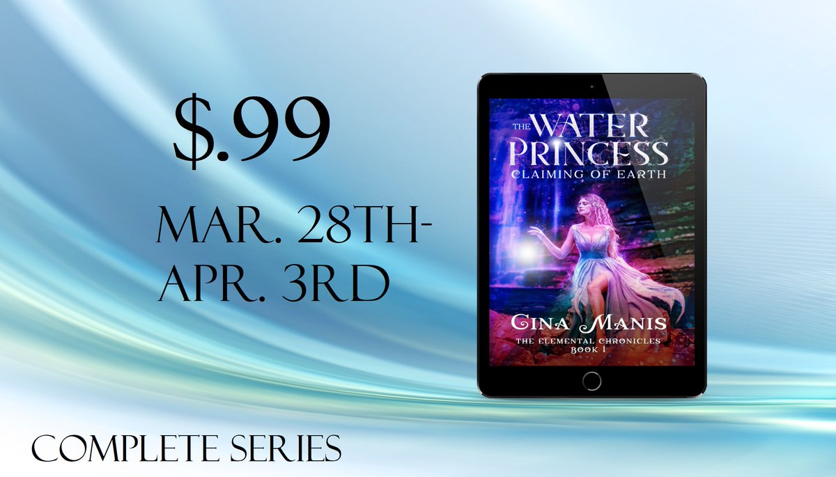 GinaManis5's tweet photo. $.99 Mar. 28th -Apr.3rd
A Complete Series The Elemental Chronicles
https://t.co/NrAhS8YoQ4
A dangerous rescue leads the Elements on a daring journey across the Earth Realm.  SERIES FREE on KU.
#reverseharem #freebook #kindleunlimited #paranormlromance #fantasyromance https://t.co/4hTm4sDonE