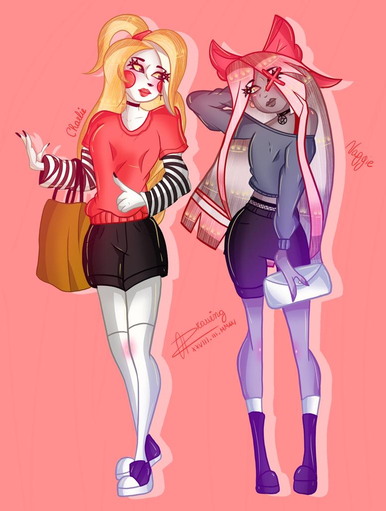 oceanie01's tweet photo. #InHellUrALive Bonsoir à tous! Je suis présente à chacun de vos lives et vous êtes toujours aussi génials! Voici un fanart du petit couple tout choupi charlie et vaggie! 💖 https://t.co/7WvCnfqaN7