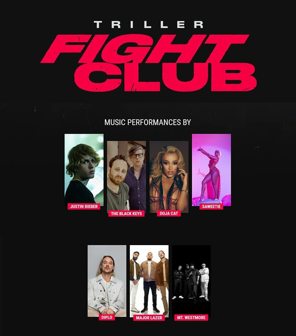 📸 | TÁ VINDO! Confira o pôster oficial com as atrações do “Triller Fight Club”, o evento de boxe que terá Doja Cat como performer. A transmissão acontecerá no dia 17 de Abril.

— Com Saweetie também no evento, será que teremos a primeira performance de Best Friend? 🔥