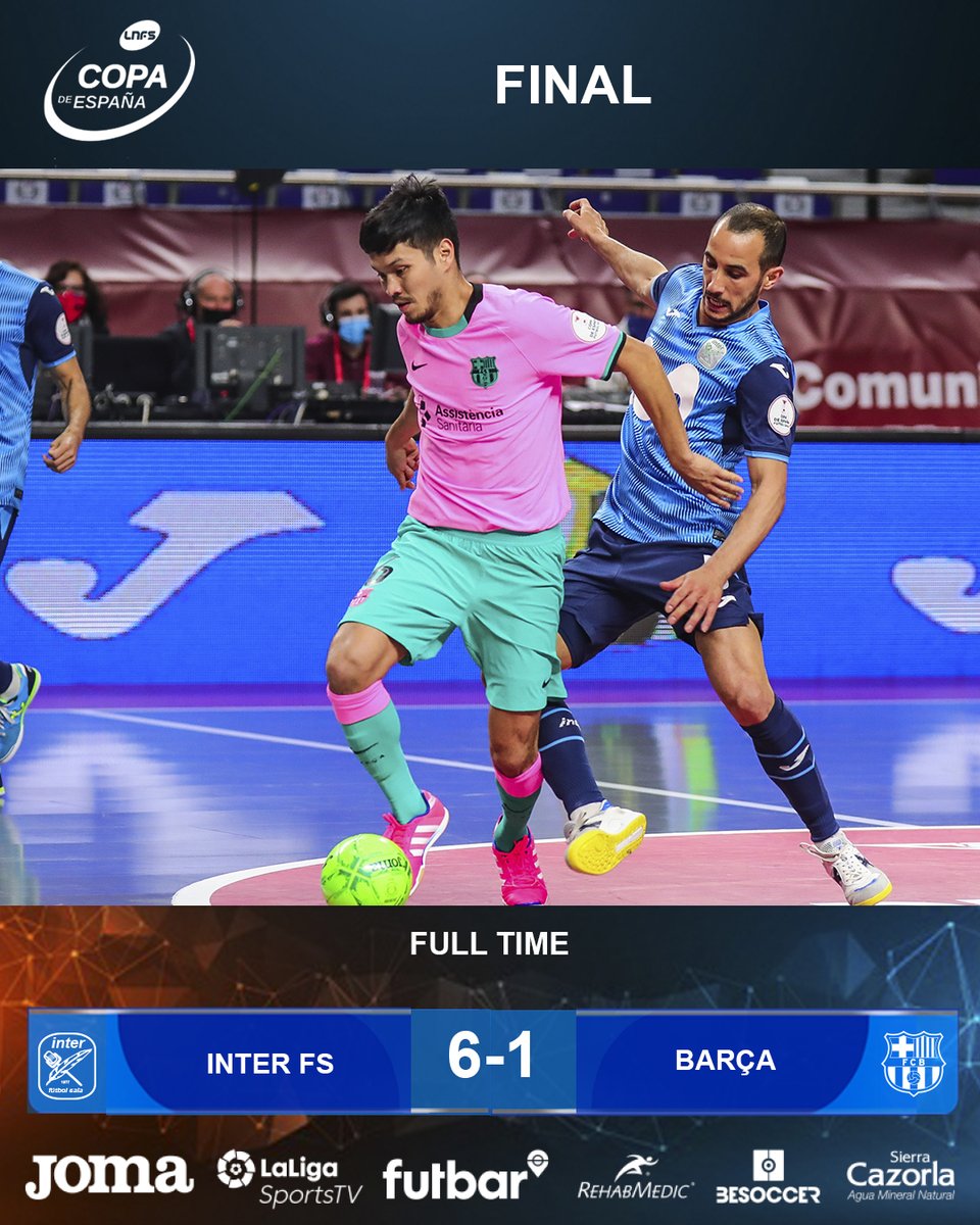 ligaprimefutsal's tweet photo. ⏰ ¡Final del partido!
🌍 Full-time!

Inter FS 6⃣ - 1⃣ @FCBfutbolsala  

#CopaLNFS #LigaFutsalProfesional https://t.co/xirCQKiM48