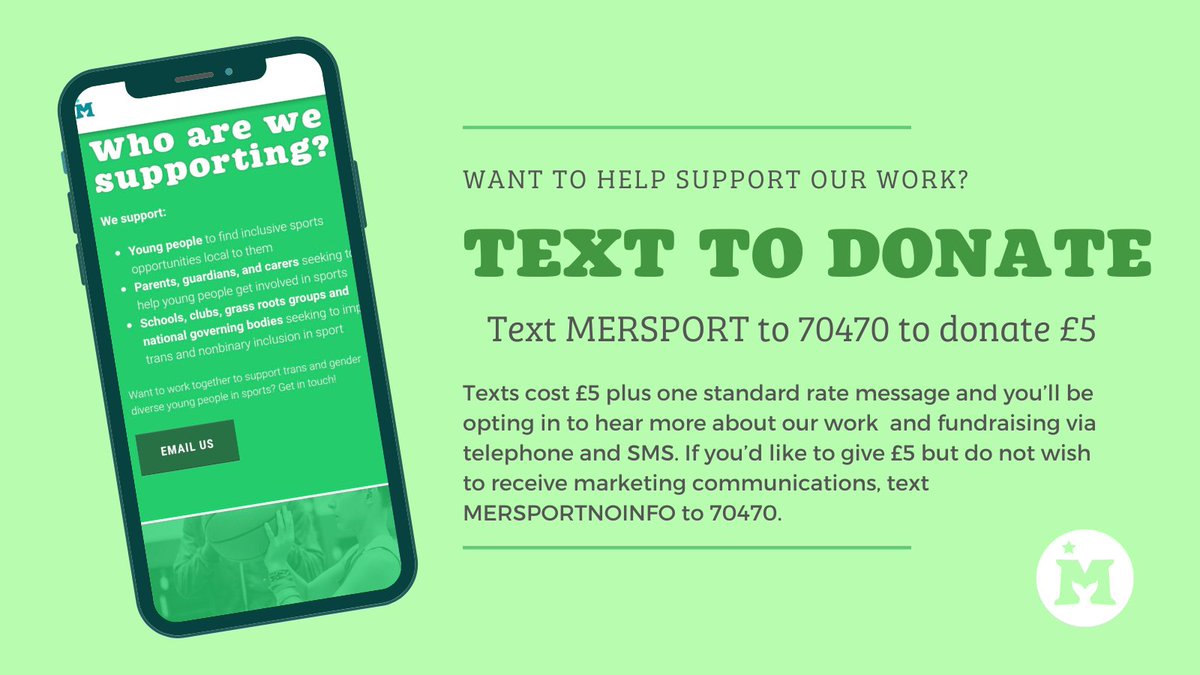 Mermaids_Gender's tweet photo. ๐ All kids should have equal access to sport, regardless of their gender.๐
Help support our new project Mermaids Sport: Active About Inclusion so we can ensure all young people have equal access to sport. #TransInSport
๐ฑ Text MERSPORT to 70450 to donate ยฃ5 https://t.co/Kz8v4SdLwQ