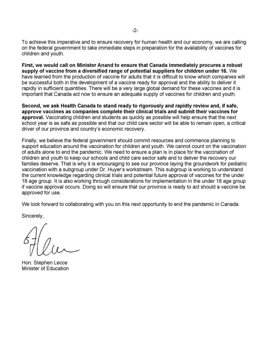 Sflecce's tweet photo. To keep schools as safe as possible next year, Canada will need a plan to procure vaccines for students under 16 years old. 

I’m calling on the federal government to plan ahead so that Canada is positioned to lead the world &amp; defeat this pandemic. https://t.co/lJ4RoTba9i