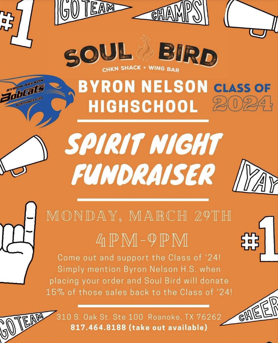 Spirit fundraiser this Monday at Soul Bird in Roanoke!!!