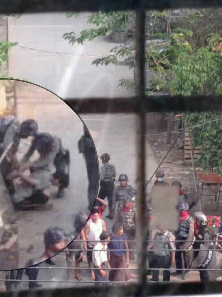 YungVictor7's tweet photo. In Mayangone, Yangon, military junta terrorists abducted innocent civilians and opened gunfires. One got shot in the head brutally. 
JUNTA MASSACRE
#Mar28Coup
#WhatsHappeningInMyanmar https://t.co/bdyekvAgVm