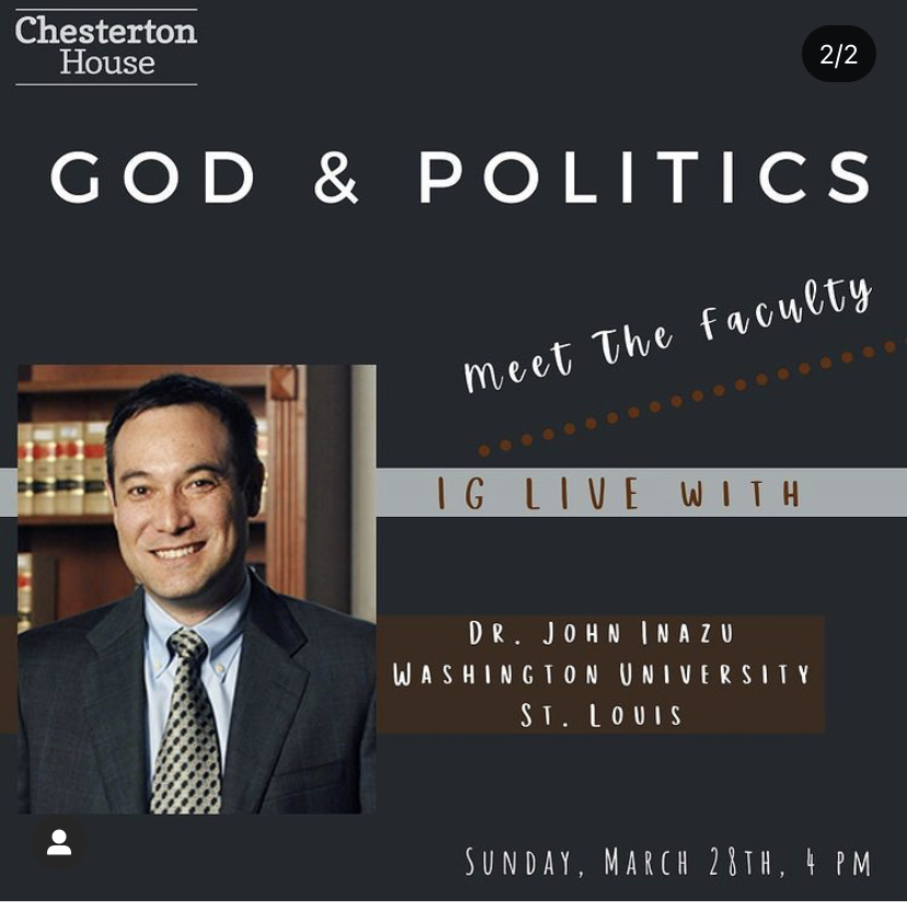 zacharoni22's tweet photo. So excited to do an Instagram Live (IG) today with Professor of Law &amp; Religion and Professor of Political Science @JohnInazu! We'll be discussing how faith has influenced his own academic work and vice versa! Tune in to @gkchouse IG at 4 PM EST! https://t.co/0k5lPdTirb