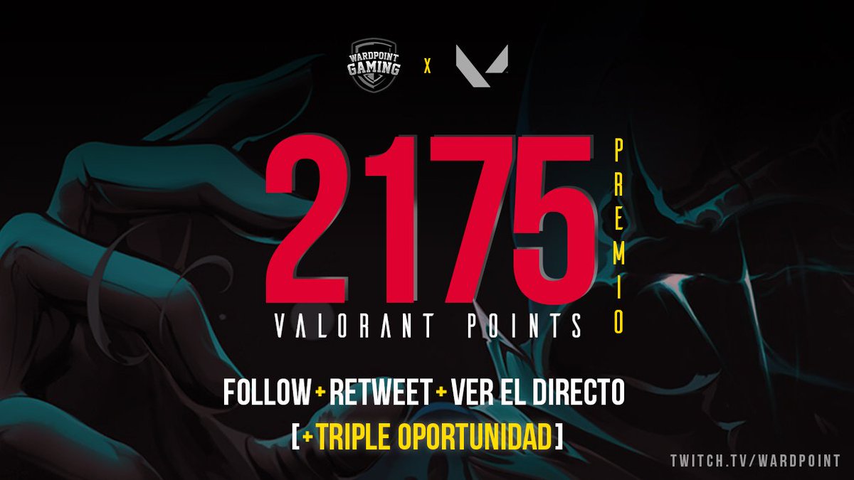 v_Modular_'s tweet photo. 🎁 #SORTEO

WardPoint Gaming premia tu preferencia con:

🏆 2175 VALORANT POINTS

Requisitos:

1. Seguirnos.
2. Dar RT y LIKE.
3. Ver nuestro directo de hoy : https://t.co/204BTh5mQv [+3 opción]
4. Comentar #CopaIgnite en los comentarios y el directo.

📅 Finaliza el: 29/03/20 https://t.co/QIEIQOv4Qd