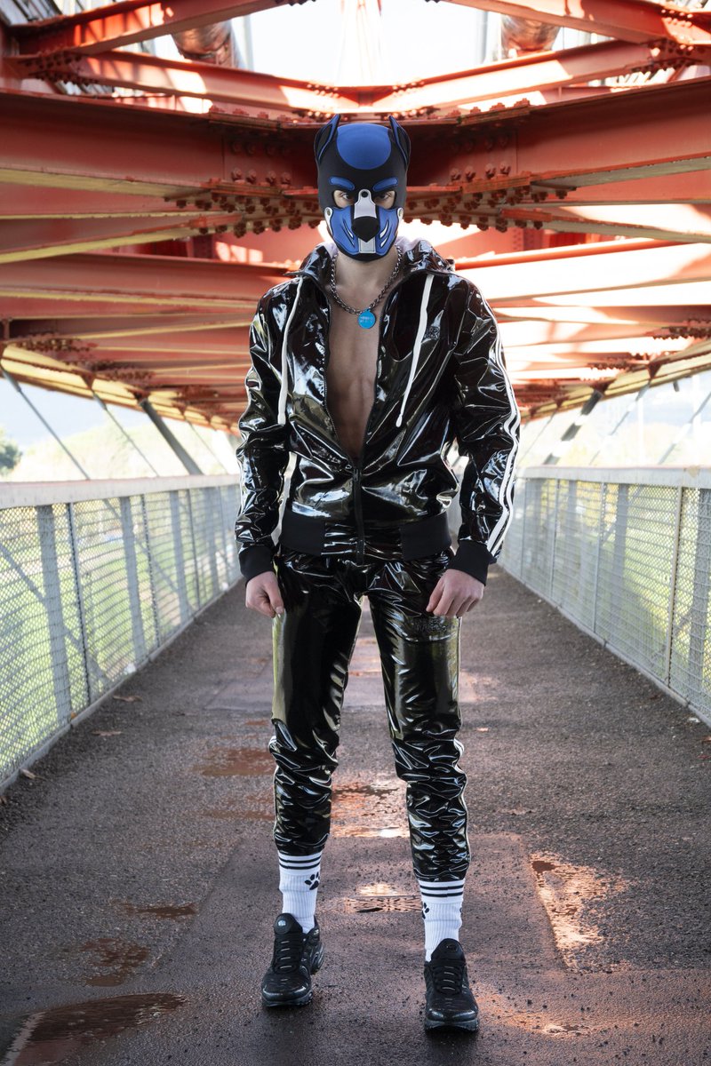 PupPrinci's tweet photo. Walkies on the bridge 🌉🐕🌉

Thanks to @MrRiegillio for giving me the opportunity to try their amazing PVC tracksuit 😍
📸 @PupBau https://t.co/ycYxxKENHB