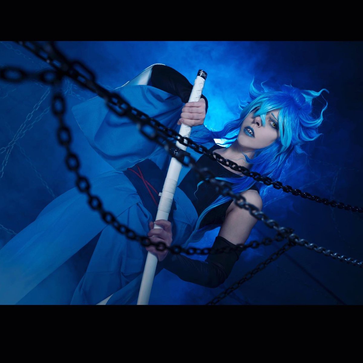 KimLumia_Cos's tweet photo. 💀和風イデア💙

⚠︎捏造着物 ⚠︎髪大加工
カメラ　@kaichan1121 
スタジオ： @chrome2studio 
#ツイステコスプレ　#ツイステ https://t.co/cQP53DprFw