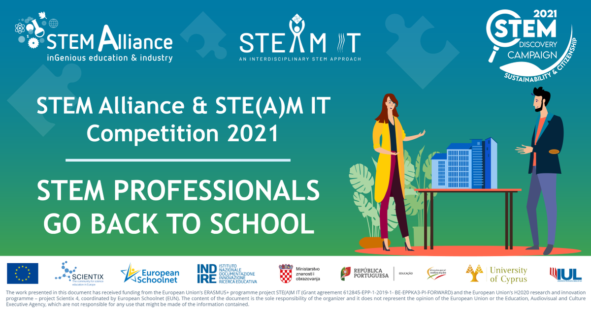 scientix_eu's tweet photo. 📢Join the @stemalliance_eu &amp; #STEAMIT_project “STEM Professionals Go Back to School” competition 🏅  Find out about skills needed for emerging #STEMcareers 👩‍🚀 and help your students meet #STEM professionals and discover new STEM jobs!
🔗Info https://t.co/FtYWROZxVg
#SDC21 https://t.co/QROHGqq1xD