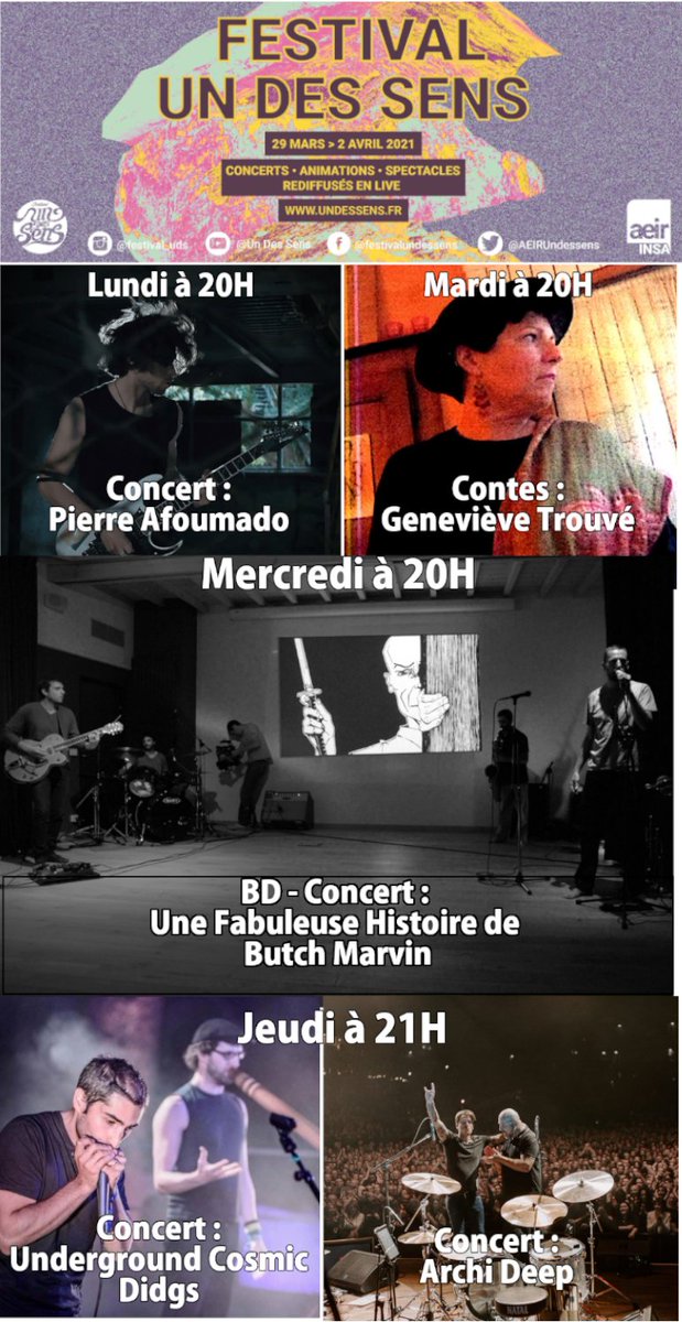 AEIRUndessens's tweet photo. L'Un Des Sens commence demain🥳

Petit rappel et résumé du programme si vous n'avez pas pu suivre nos annonces ou tout simplement que vous découvrez nos postes :

On vous attend nombreux sur la chaine de l'Insalive pour assister à cette semaine de folie : https://t.co/7Nmhkw3ji4 https://t.co/a18aZC3bn2