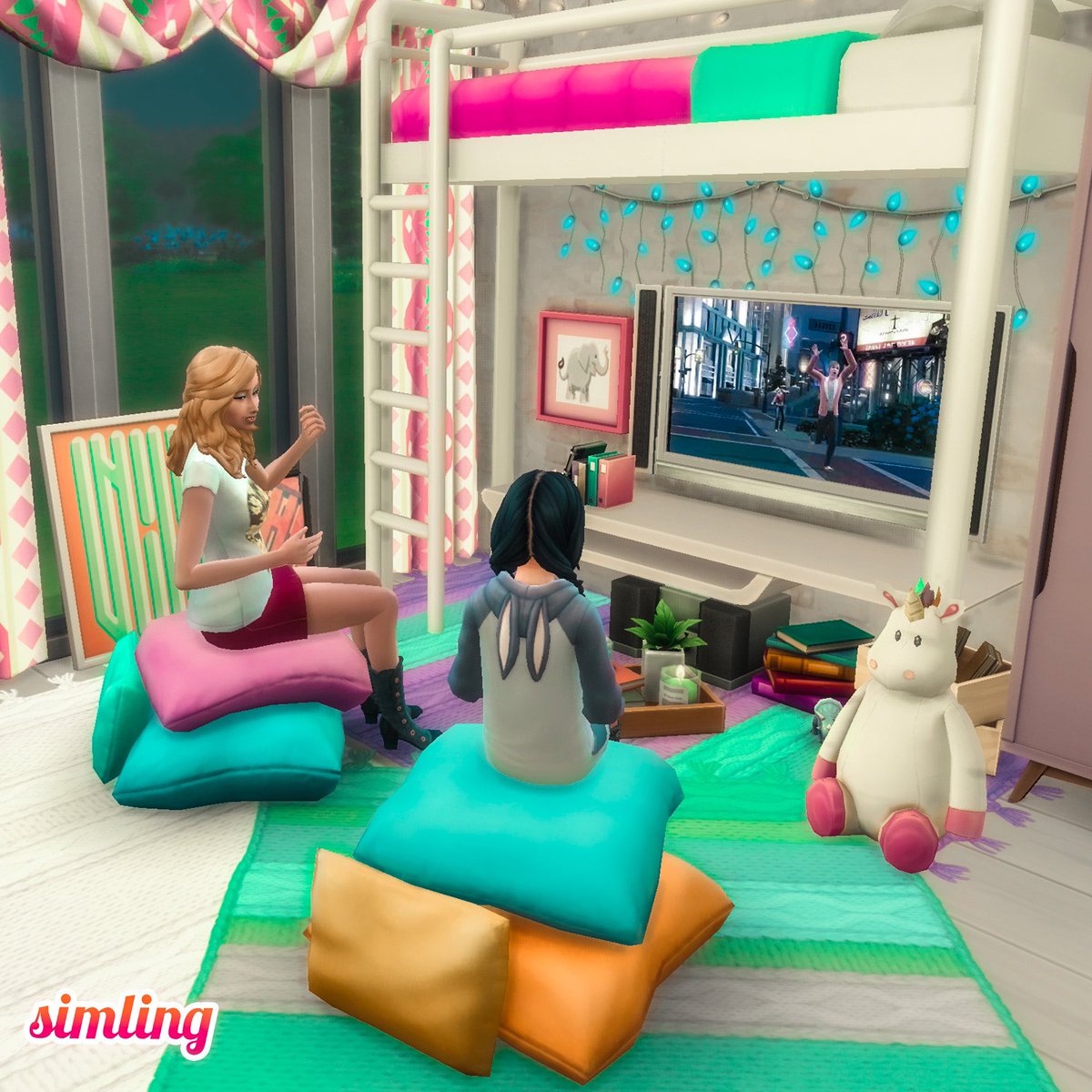 simling131's tweet photo. I built a TV set under the loft bed 🛏 + 📺✨
.
Is up on my gallery! 
Gallery ID: simling131
#ShowUsYourBuilds #TheSims4 #ts4 #nocc https://t.co/zZdU4INBHI