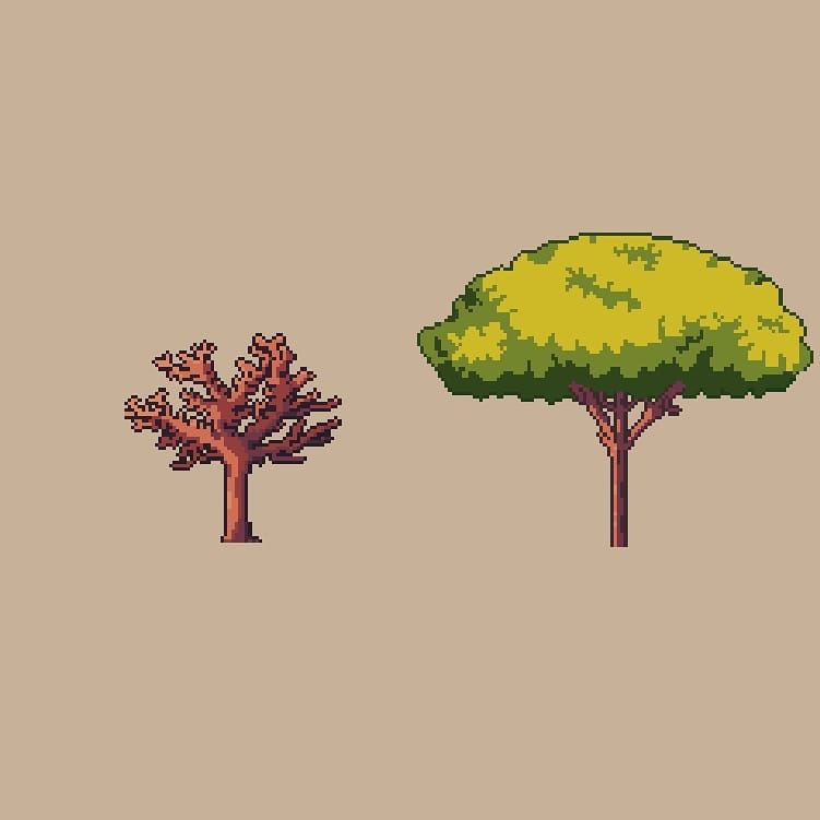Some trees.

#pixelart #pixelartist #digitalart #DigitalArtist #8bit #16bit #Tree #woods #aseprite #indiegame #indiegamdev #artwork #art #artist